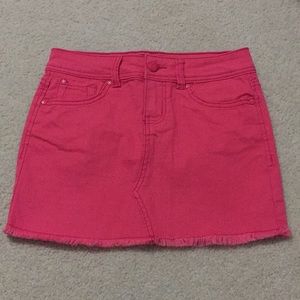 pink jean skirt